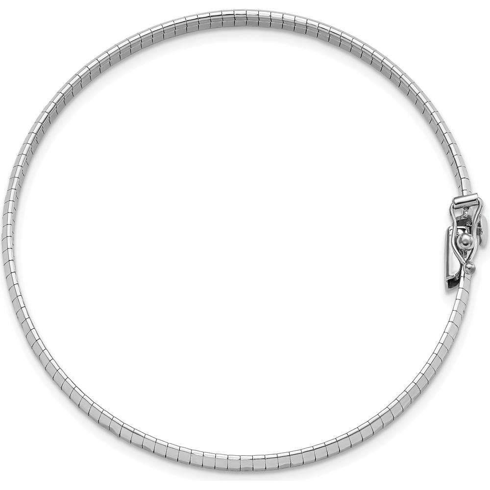 14K White Gold 4mm Diamond-Cut Omega Bracelet with Polished and Satin Finish - 7.5" Length by 0