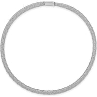 14K White Gold 4mm Fancy Woven Mesh Slip-On Stretch Bracelet with Rhodium Plating by 0