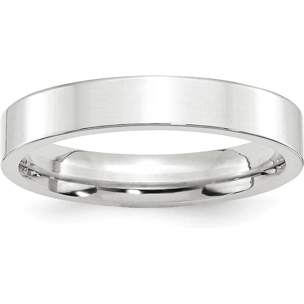 14K White Gold 4mm Flat Comfort Fit Wedding Band - Size 9 by Luciano & Cie