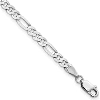 14K White Gold 4mm Flat Figaro Chain Anklet with Lobster Clasp - 9 inches by 0