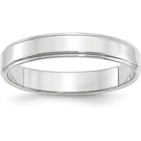 14K White Gold 4mm Flat Wedding Band with Step Down Edge - Unisex, Size 6 by Luciano & Cie