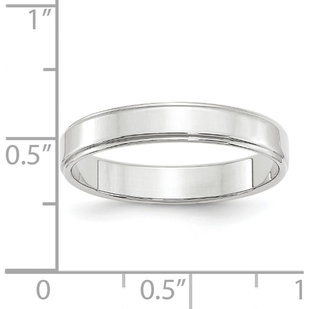 14K White Gold 4mm Flat Wedding Band with Step Down Edge - Unisex, Size 6 by Luciano & Cie