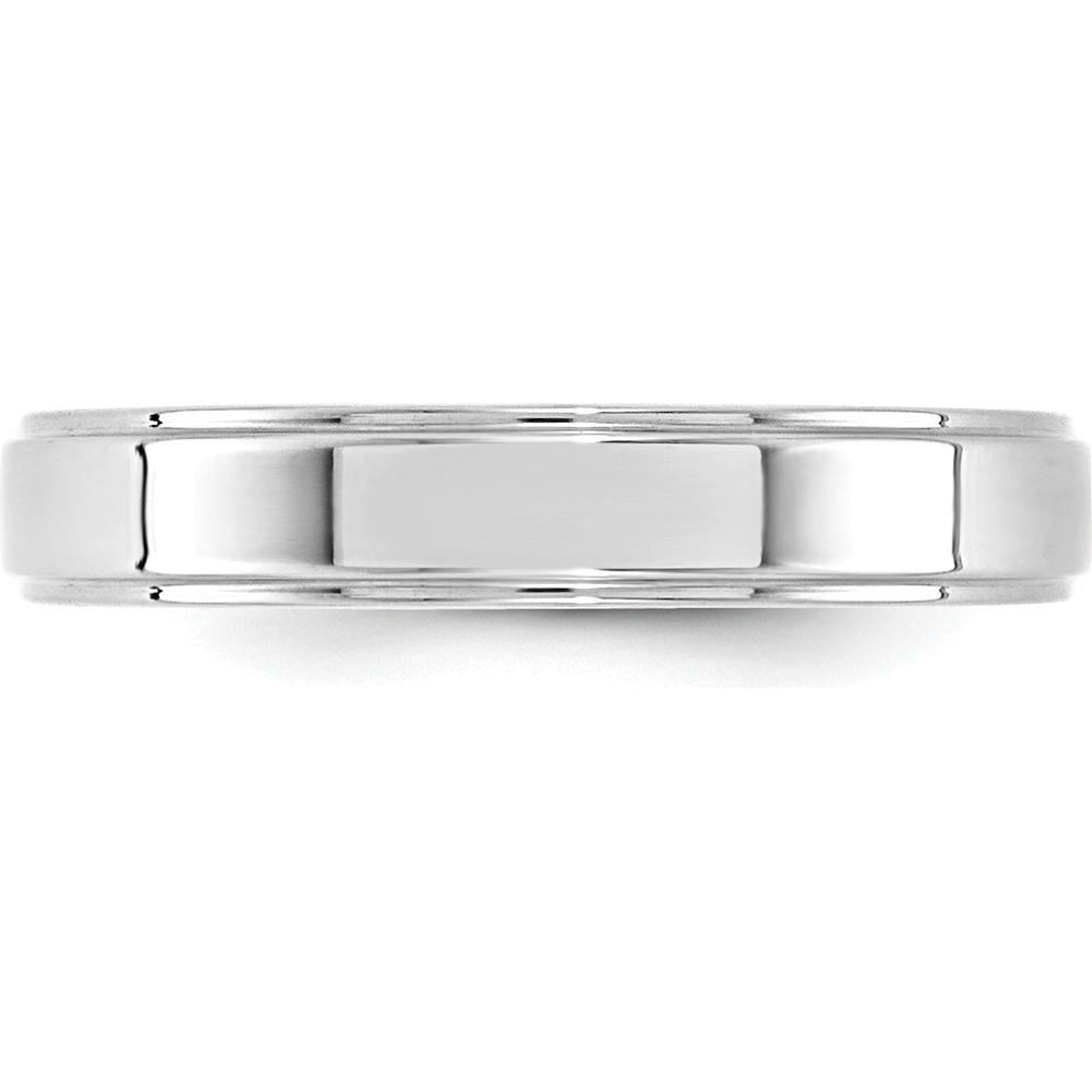 14K White Gold 4mm Flat Wedding Band with Step Edge - Size 10 by Luciano & Cie