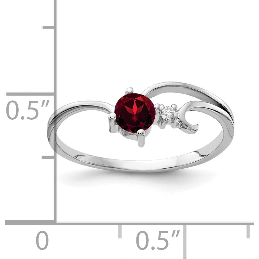 14K White Gold 4mm Garnet & Diamond Ring - 0.35 Carat Total Garnet Weight by Monteluci Fine Jewelry