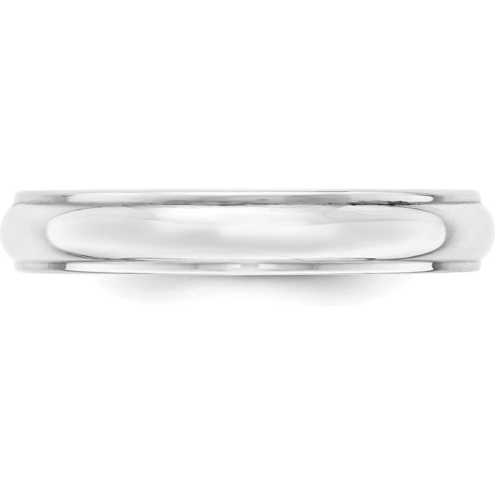 14K White Gold 4mm Half Round Ridged Wedding Band - Size 11 by Luciano & Cie