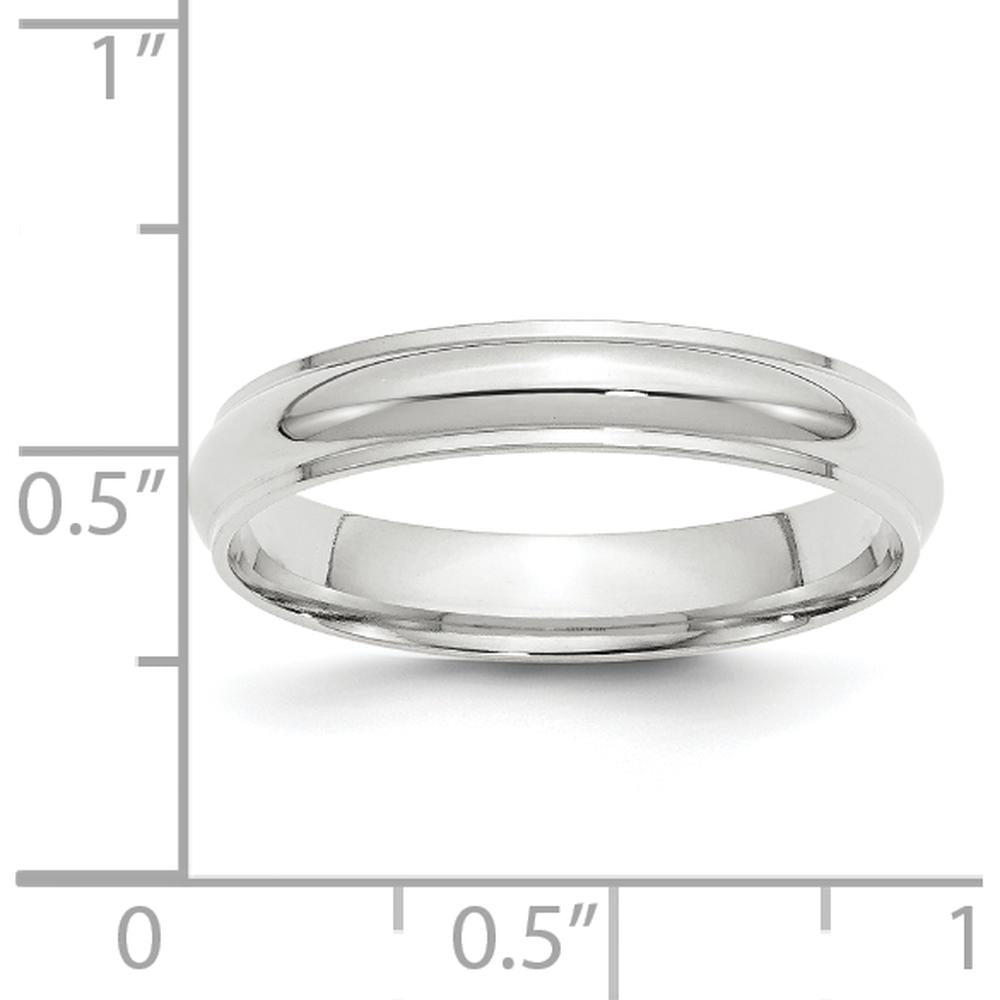 14K White Gold 4mm Half Round Ridged Wedding Band - Size 11 by Luciano & Cie