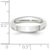 14K White Gold 4mm Half-Round Wedding Band - Polished Finish, Rhodium-Plated, Size 5.5-5.75 by Luciano & Cie