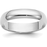 14K White Gold 4mm Half-Round Wedding Band Size 9 - Polished Finish with Rhodium Plating by Luciano & Cie