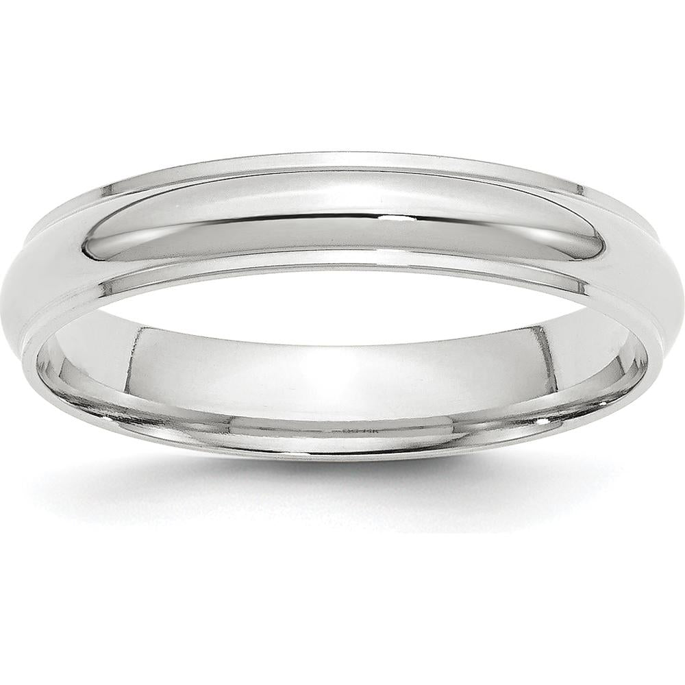 14K White Gold 4mm Half Round Wedding Band with Ridged Edge - Size 13.5 by Luciano & Cie