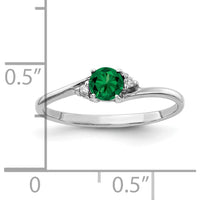 14K White Gold 4mm Helenite and Diamond Ring with Rhodium Plating - 0.25 Carat Total Helenite Weight by Monteluci Fine Jewelry