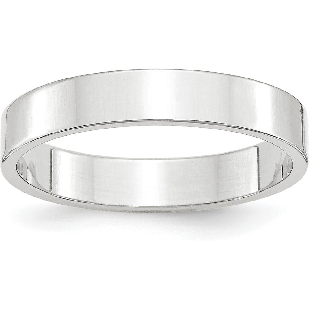 14K White Gold 4mm Lightweight Flat Wedding Band - Size 7 by Luciano & Cie