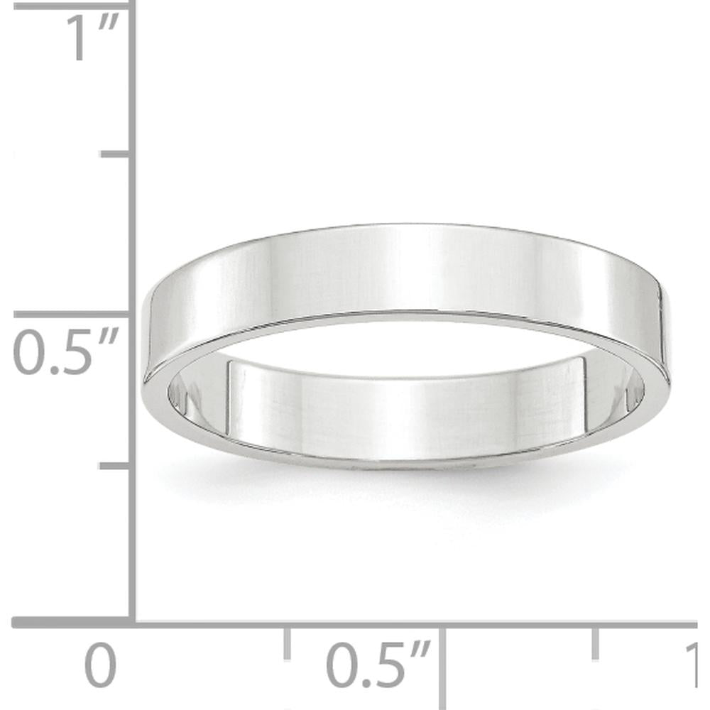 14K White Gold 4mm Lightweight Flat Wedding Band - Size 7 by Luciano & Cie