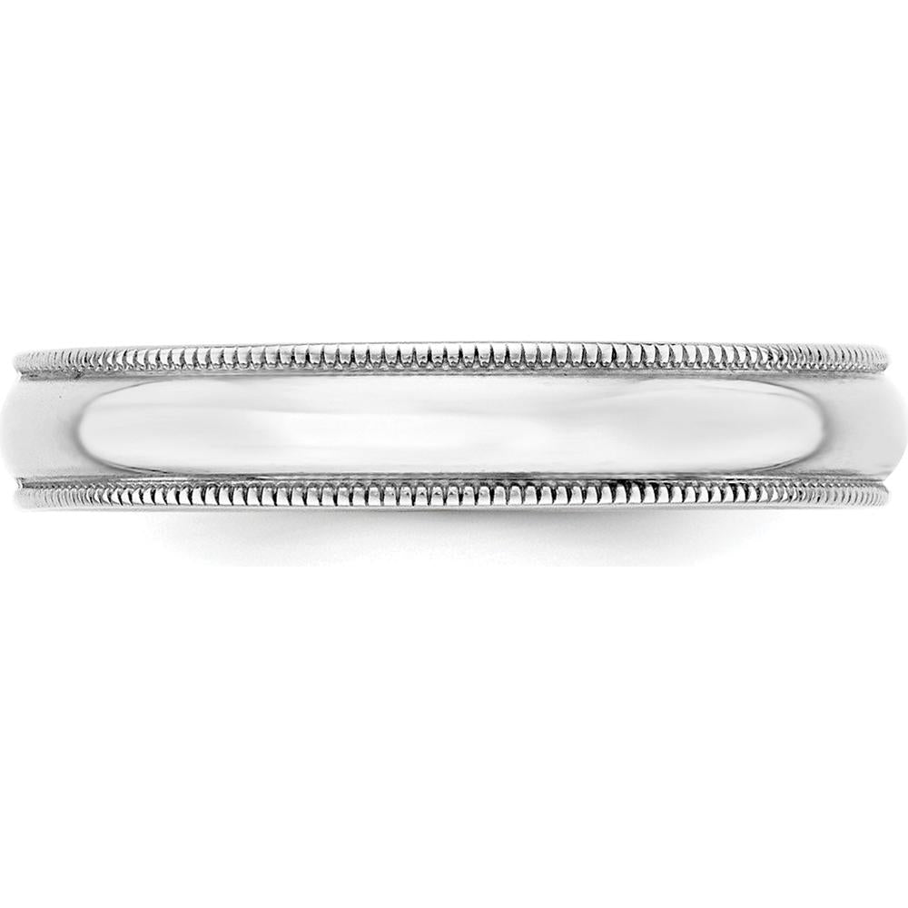 14K White Gold 4mm Lightweight Milgrain Half Round Wedding Band - Size 9.5 by Luciano & Cie