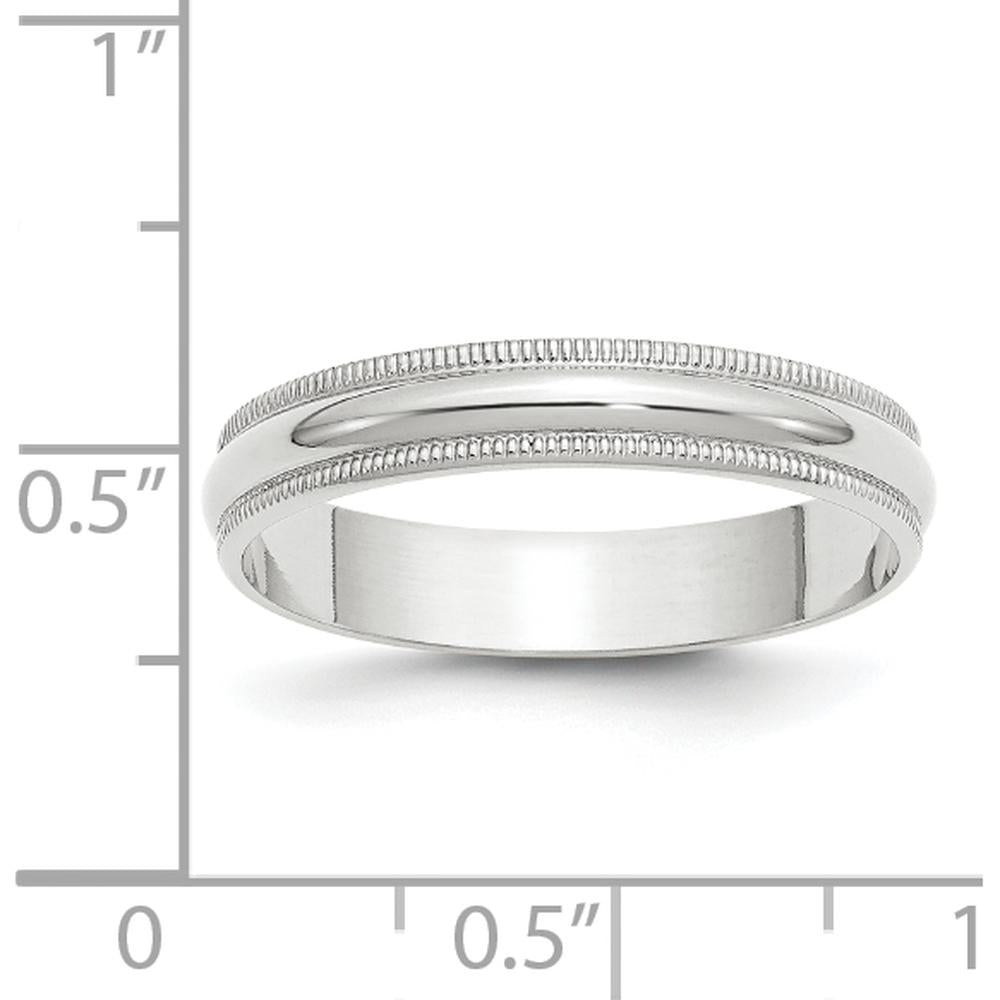14K White Gold 4mm Lightweight Milgrain Half Round Wedding Band - Size 9.5 by Luciano & Cie