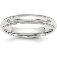 14K White Gold 4mm Milgrain Half Round Comfort Fit Wedding Band - Size 5.5 by Luciano & Cie