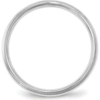 14K White Gold 4mm Milgrain Half Round Comfort Fit Wedding Band - Size 5 by Luciano & Cie