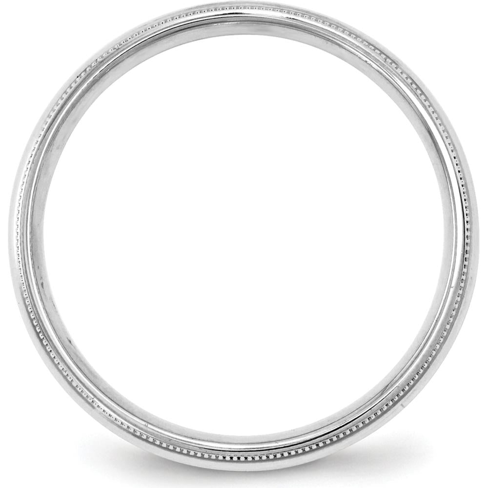 14K White Gold 4mm Milgrain Half Round Comfort Fit Wedding Band - Size 5 by Luciano & Cie
