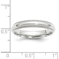 14K White Gold 4mm Milgrain Half Round Comfort Fit Wedding Band - Size 9.5 by Luciano & Cie