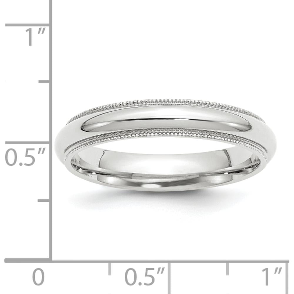 14K White Gold 4mm Milgrain Half Round Comfort Fit Wedding Band - Size 9.5 by Luciano & Cie