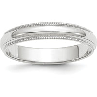 14K White Gold 4mm Milgrain Half Round Wedding Band by Luciano & Cie