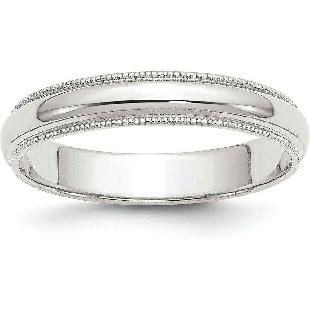 14K White Gold 4mm Milgrain Half Round Wedding Band by Luciano & Cie