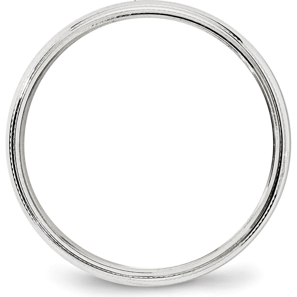 14K White Gold 4mm Milgrain Half Round Wedding Band by Luciano & Cie