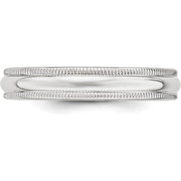 14K White Gold 4mm Milgrain Half Round Wedding Band by Luciano & Cie