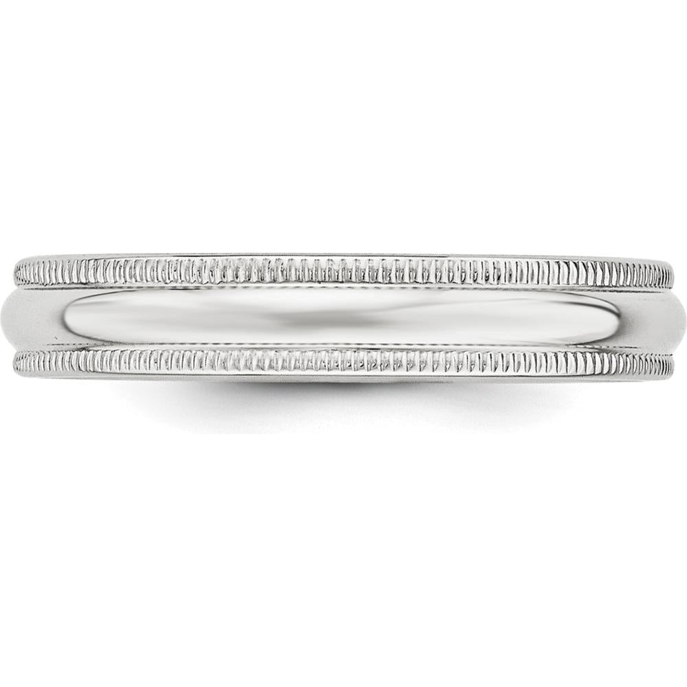 14K White Gold 4mm Milgrain Half Round Wedding Band by Luciano & Cie