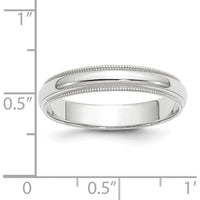 14K White Gold 4mm Milgrain Half Round Wedding Band by Luciano & Cie