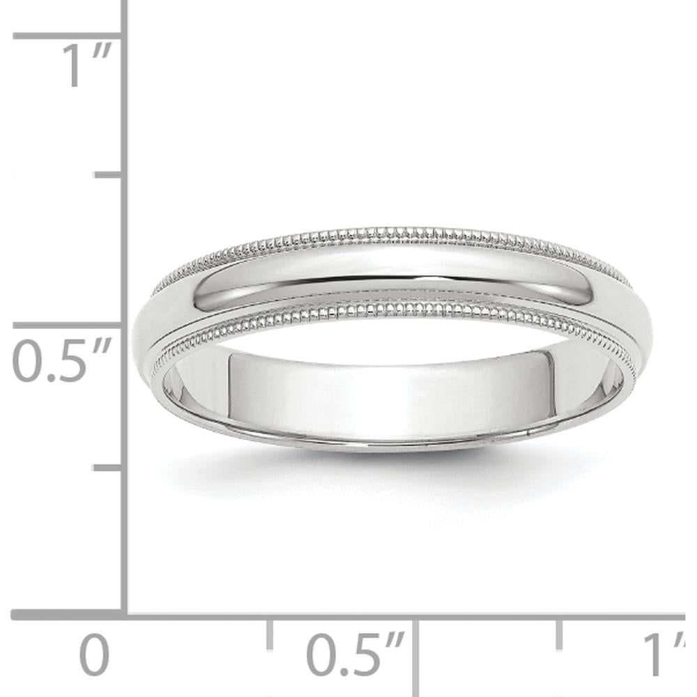 14K White Gold 4mm Milgrain Half Round Wedding Band by Luciano & Cie