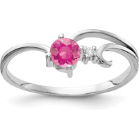 14K White Gold 4mm Pink Tourmaline and Diamond Ring - 0.26 Carat Total Gem Weight by Monteluci Fine Jewelry