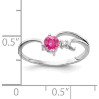 14K White Gold 4mm Pink Tourmaline and Diamond Ring - 0.26 Carat Total Gem Weight by Monteluci Fine Jewelry