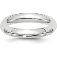 14K White Gold 4mm Polished Comfort Fit Wedding Band - Domed Shape, Size 6.5 by 0