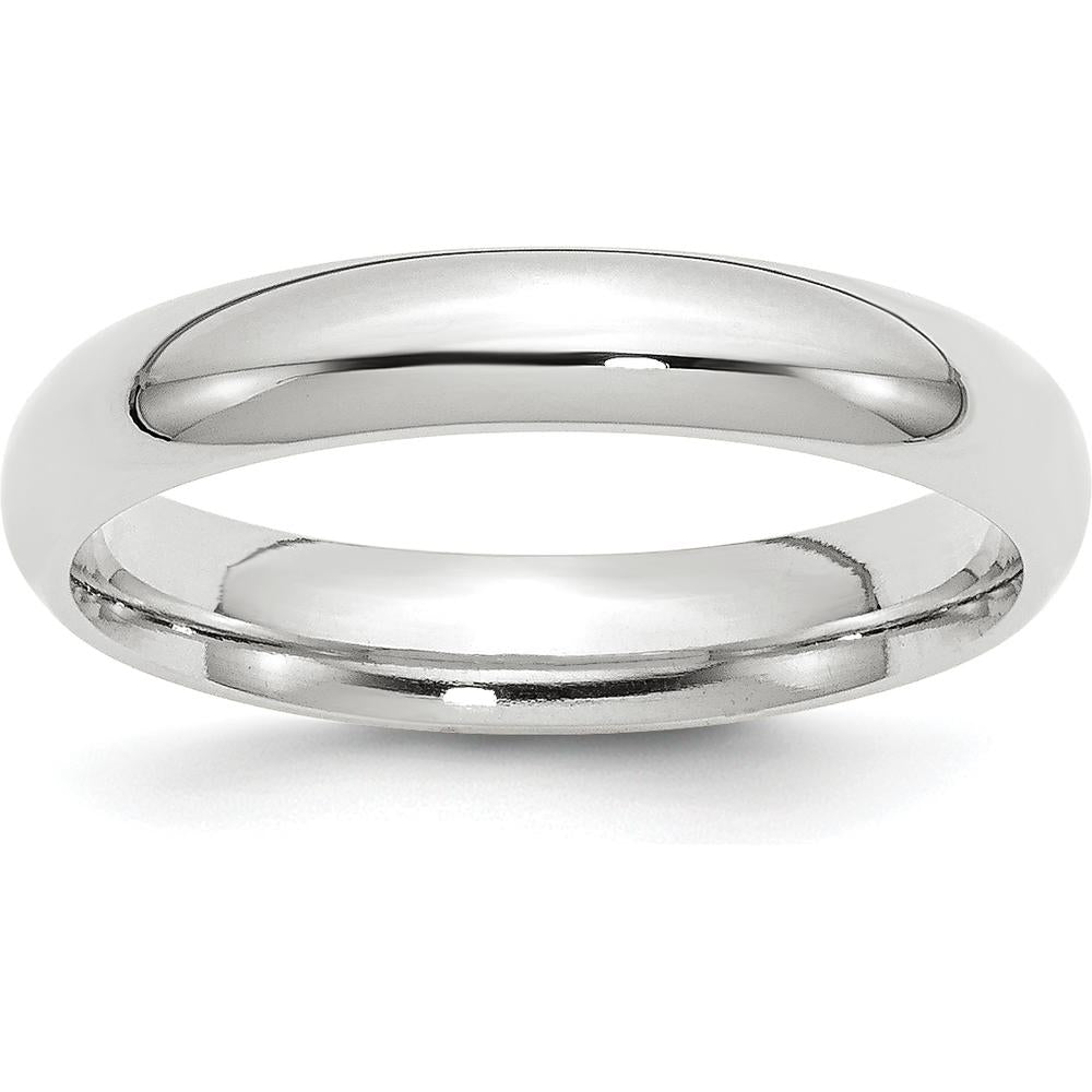 14K White Gold 4mm Polished Comfort Fit Wedding Band - Domed Shape, Size 6.5 by 0