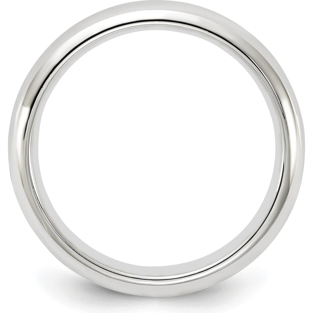 14K White Gold 4mm Polished Comfort Fit Wedding Band - Domed Shape, Size 6.5 by 0