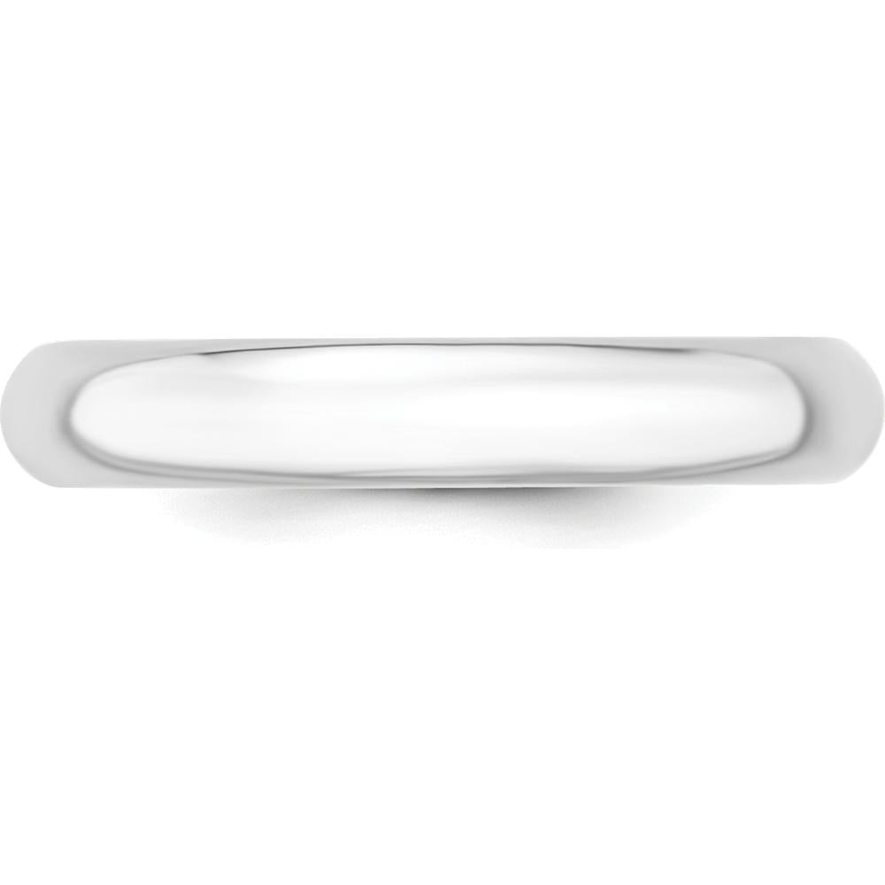 14K White Gold 4mm Polished Comfort Fit Wedding Band - Domed Shape, Size 6.5 by 0