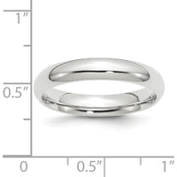 14K White Gold 4mm Polished Comfort Fit Wedding Band - Domed Shape, Size 6.5 by 0
