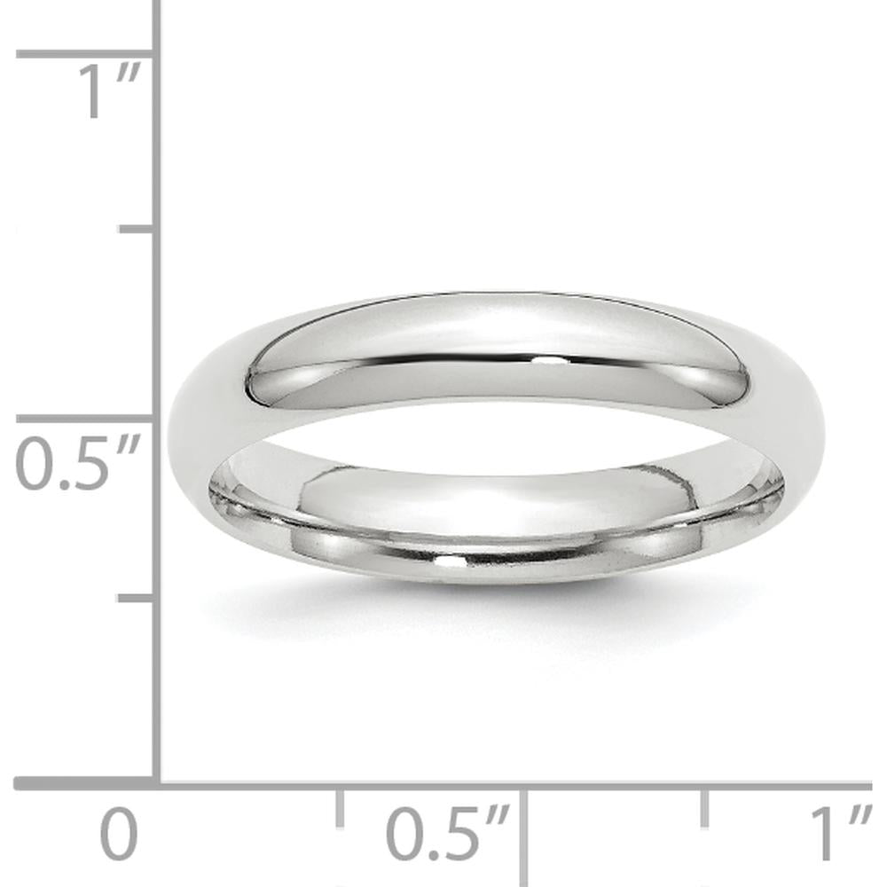 14K White Gold 4mm Polished Comfort Fit Wedding Band - Domed Shape, Size 6.5 by 0