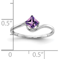 14K White Gold 4mm Princess Cut Amethyst Ring - 0.33 Carat Amethyst by Monteluci Fine Jewelry