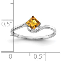 14K White Gold 4mm Princess Cut Citrine Ring - 0.30 Carat Natural Citrine by Monteluci Fine Jewelry