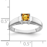 14K White Gold 4mm Princess Cut Citrine Ring - 0.30 Carat Total Gem Weight by Monteluci Fine Jewelry