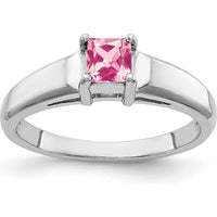 14K White Gold 4mm Princess Cut Pink Tourmaline Ring - 0.33 Carat by Monteluci Fine Jewelry