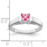 14K White Gold 4mm Princess Cut Pink Tourmaline Ring - 0.33 Carat by Monteluci Fine Jewelry
