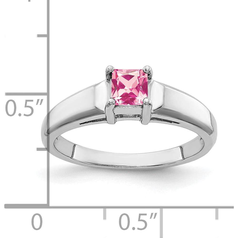 14K White Gold 4mm Princess Cut Pink Tourmaline Ring - 0.33 Carat by Monteluci Fine Jewelry