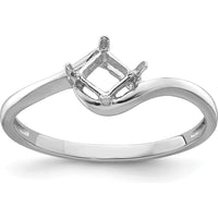 14K White Gold 4mm Princess Gemstone Ring Mounting - Tapered Band Design by Monteluci Fine Jewelry