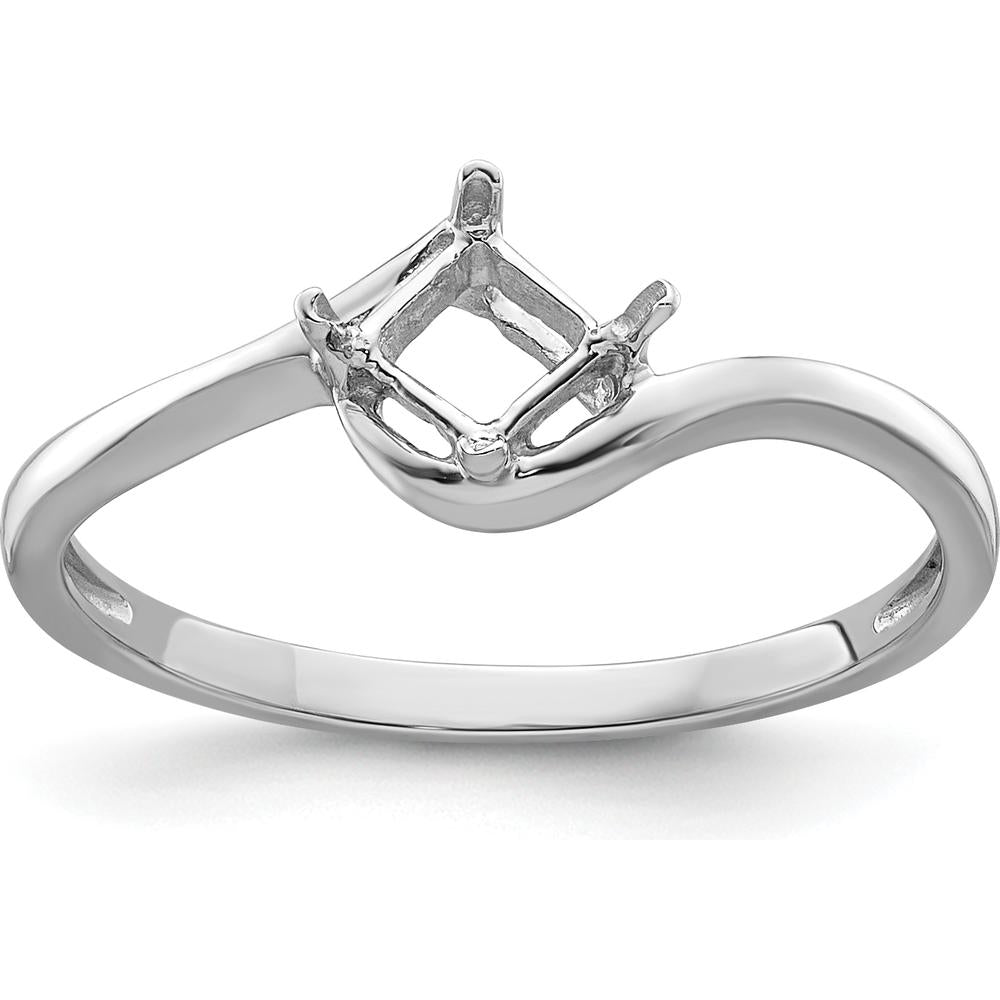 14K White Gold 4mm Princess Gemstone Ring Mounting - Tapered Band Design by Monteluci Fine Jewelry