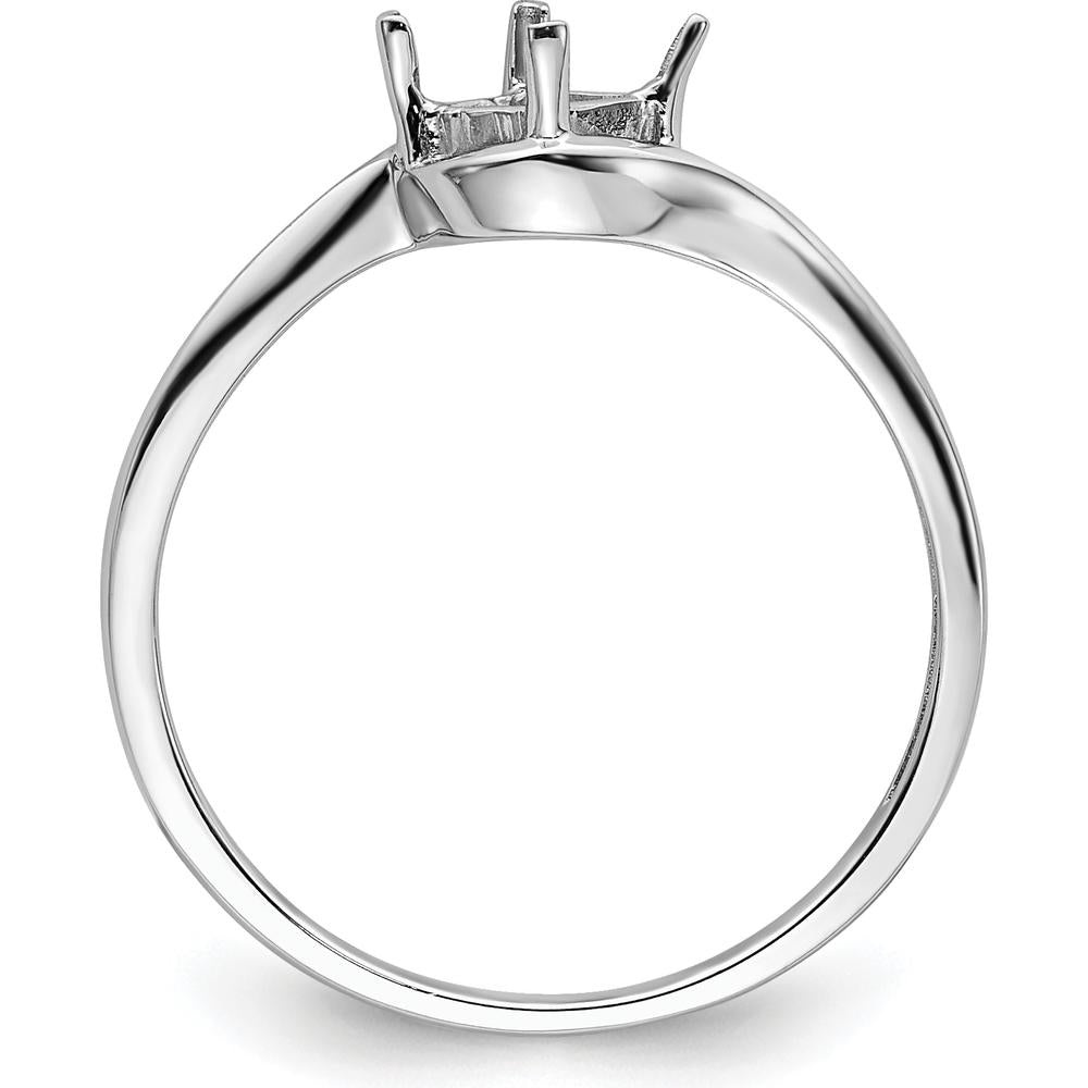 14K White Gold 4mm Princess Gemstone Ring Mounting - Tapered Band Design by Monteluci Fine Jewelry