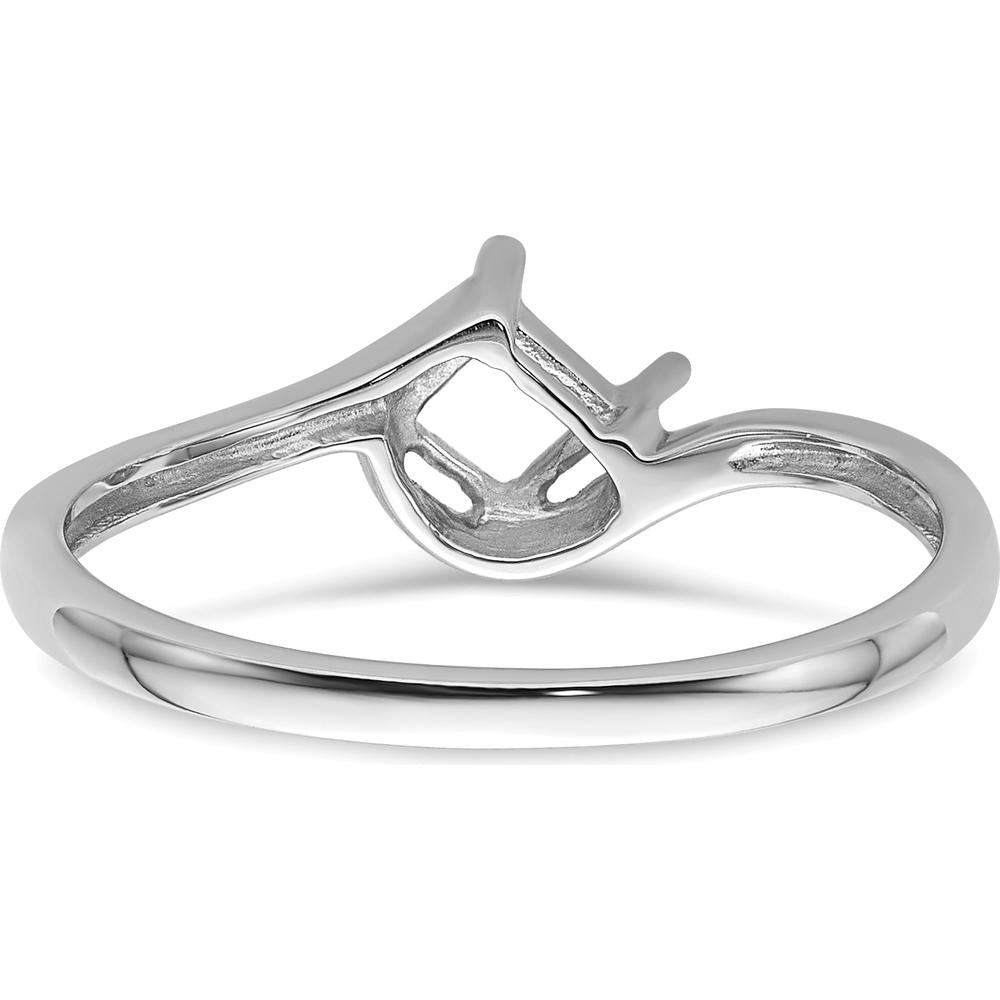 14K White Gold 4mm Princess Gemstone Ring Mounting - Tapered Band Design by Monteluci Fine Jewelry