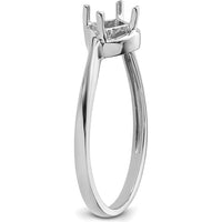 14K White Gold 4mm Princess Gemstone Ring Mounting - Tapered Band Design by Monteluci Fine Jewelry