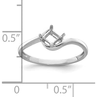14K White Gold 4mm Princess Gemstone Ring Mounting - Tapered Band Design by Monteluci Fine Jewelry